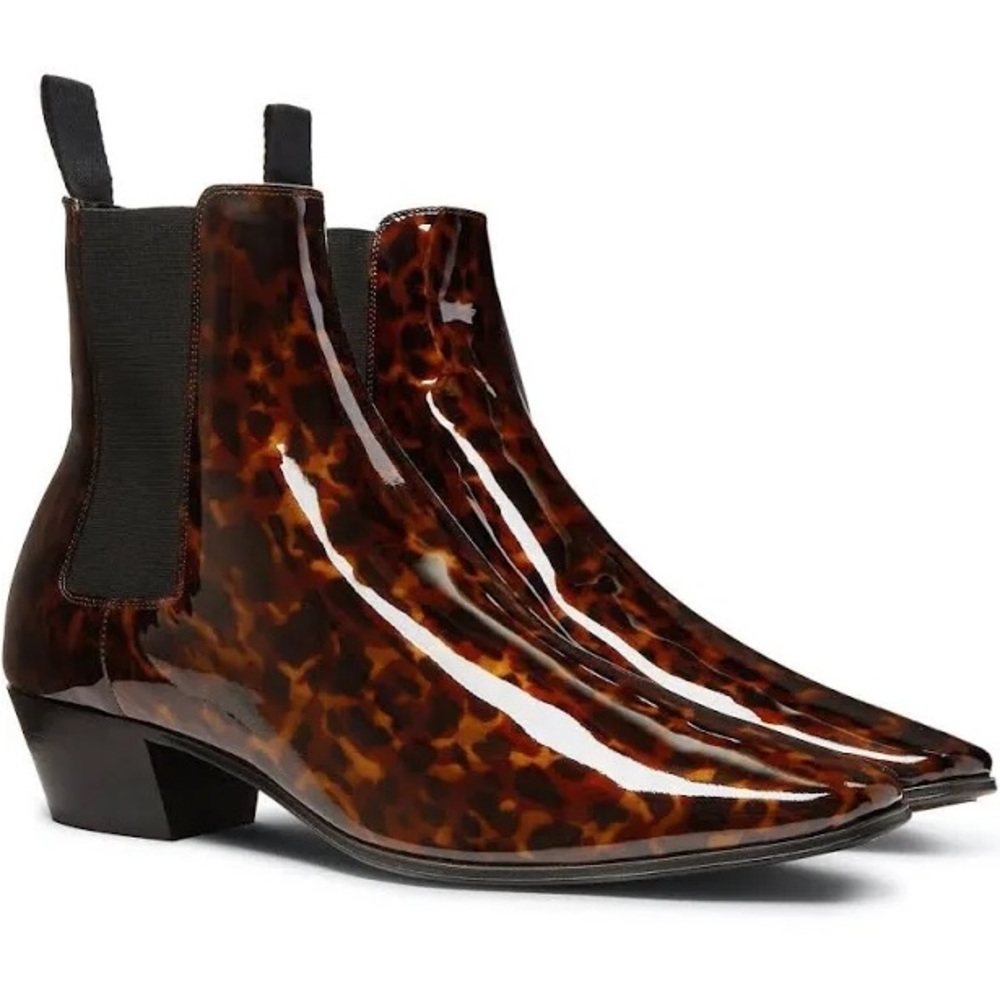 Saint Laurent Dylan tortoise shell patent boot